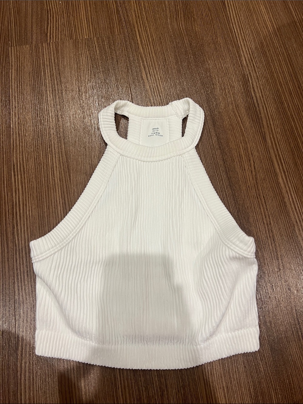 Ribbed White Halter Crop Top - Sleeveless Stretch Tank